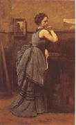 Jean Baptiste Camille  Corot Woman in Blue (mk05) oil on canvas